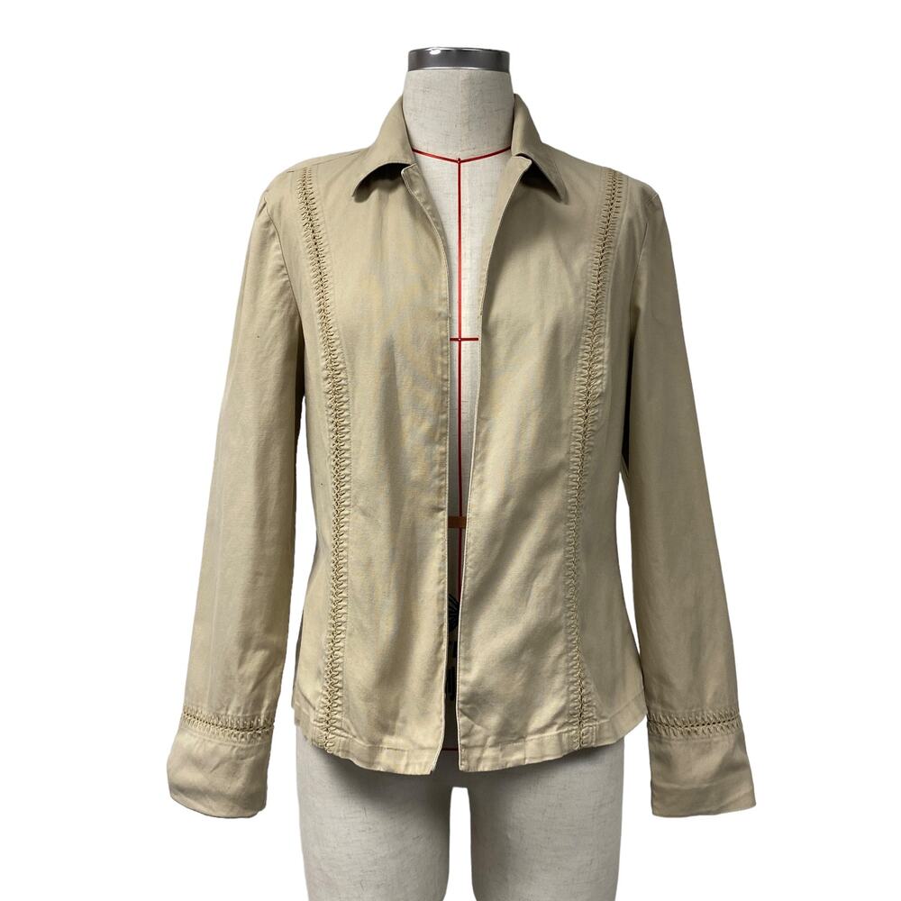 Vintage The Limited Womens Size M Tan Crochet Detail Open Light Jacket
